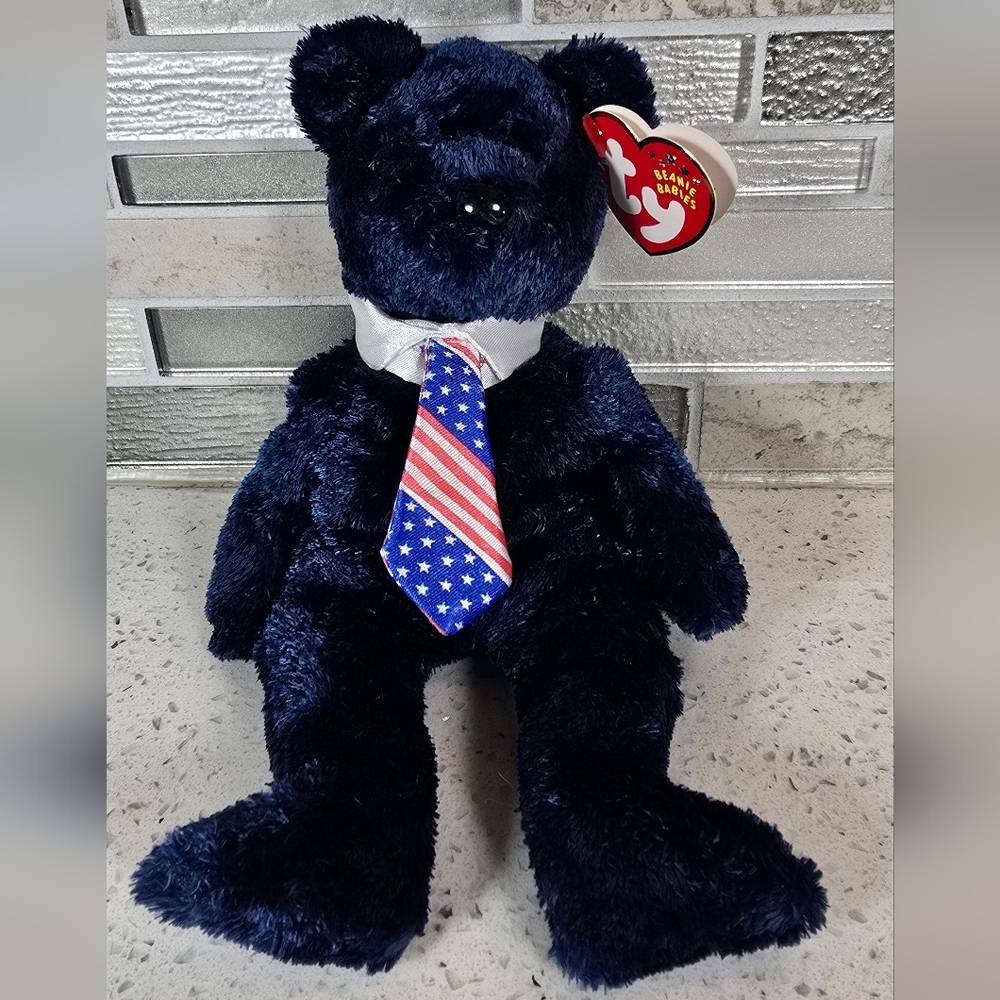 Ty Beanie Babies - Pops - Patriotic Bear - Navy Blue